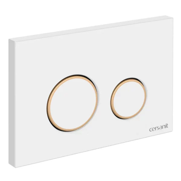 Кнопка Cersanit TWINS пластик белый с рамкой золото для LINK PRO, VECTOR, LINK, HI-TEC