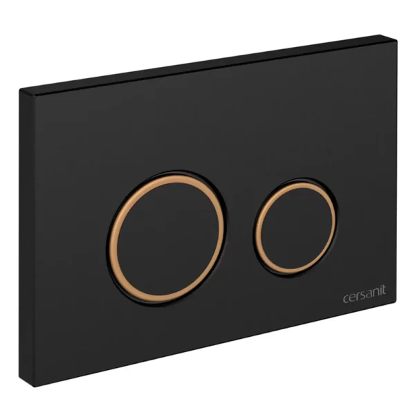 Кнопка Cersanit TWINS пластик черный матовый с рамкой золото для LINK PRO, VECTOR, LINK, HI-TEC