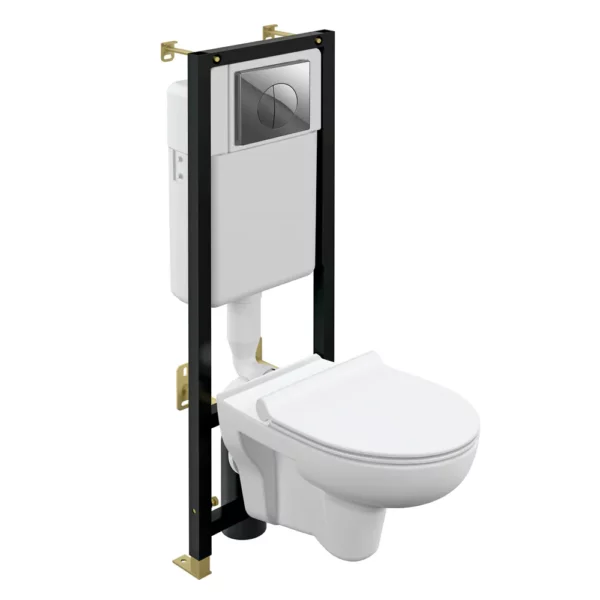 Комплект Cersanit NATURE CO DPL EO SLIM инсталляция BLACK кнопка LEON пластик хром глянцевый